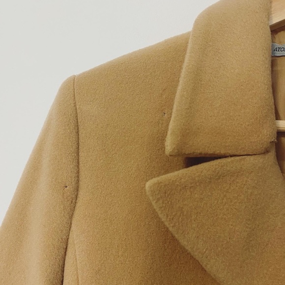 Atos Lombardini Double Breasted Tie Waist Wool Blend Tan Coat Size XS - Picture 7 of 15